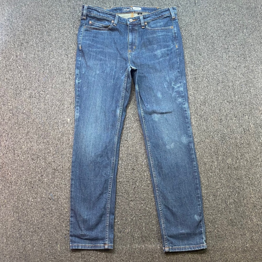 Carhartt Slim Fit Jeans Sz 14 Womens Blue Workwear Gorpcore Rugged Denim